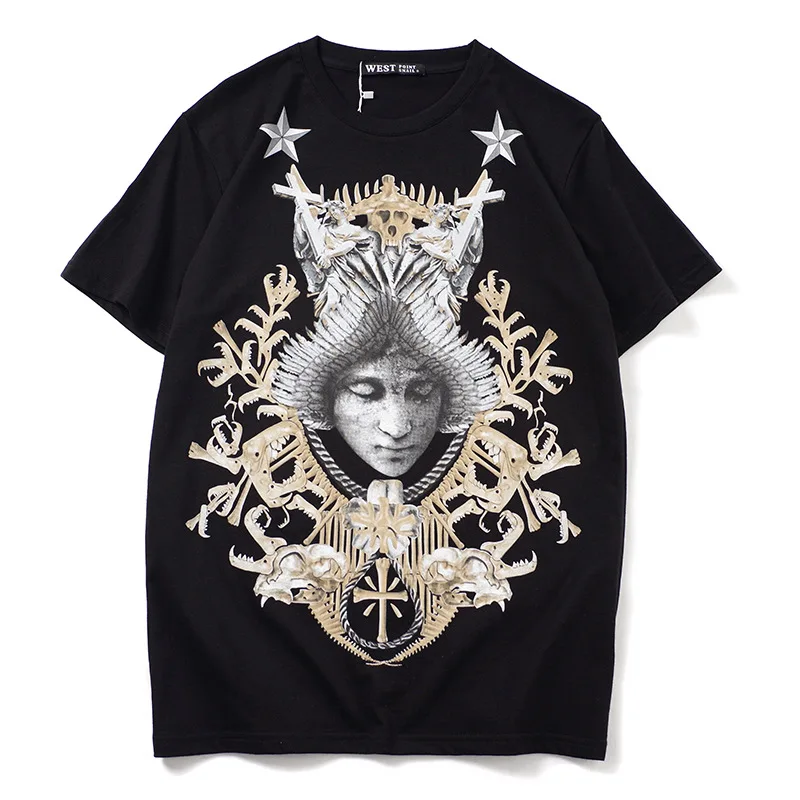 

New High luxury Men Fashion T Shirts Thanatos Star Print T-Shirt Hip Hop Skateboard Street Cotton T-Shirts Tee #AC14