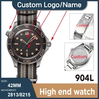 diy custom logo or name top quality mens watch 42mm waterproof automatic movement mechanical wristwatches