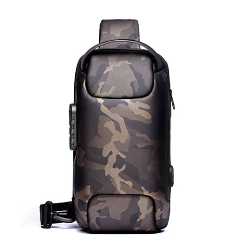 Men's Waterproof USB Oxford Crossbody Bag Anti-theft Shoulder Sling Multifunction Short Travel Messenger Chest Pack For Male