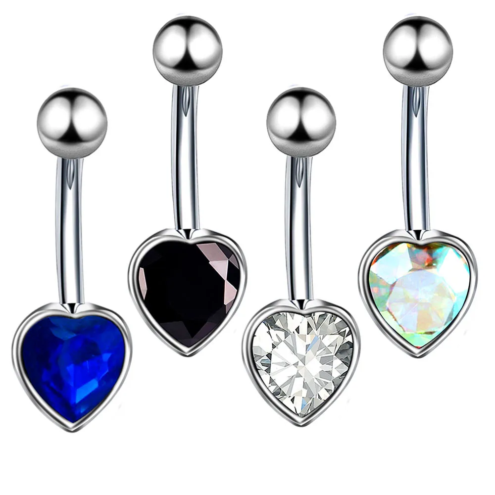 

1 Piece Belly Button Ring Stainless Steel Navel Piercing Curved Barbell Heart-shaped Navel Ring Women's Body Jewelry