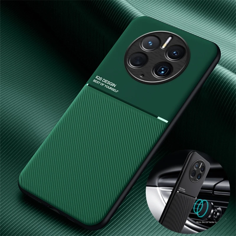 Чехол для Huawei Mate 50 Pro, автомобильный магнитный держатель, кожаный чехол для телефона Mate 50 Mate50Pro, Мягкая силиконовая рамка, защитная задняя крышка