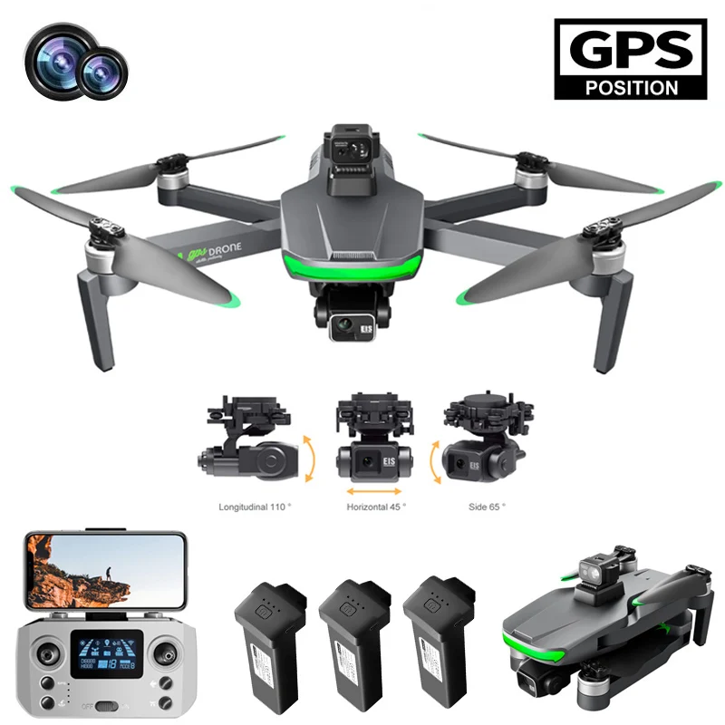 S155 3-Axis Gimbal GPS Drone 4K Professional  Brushless Motor Quadcopter with HD Camera Obstacle Avoidance RC Drones 40 Minutes