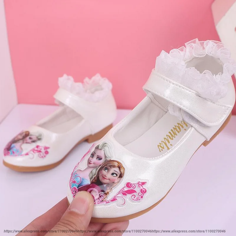 Disney New Kids Frozen White Pink Casual Shoes Girls Sofia Princess Soft Cartoon Shoes Children's Party Sneakers Size 26-35