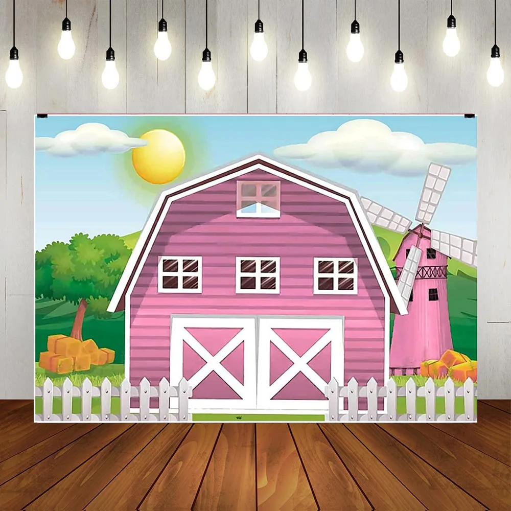 

Задний фон для фотосъемки счастливого детского дня с изображением животных из мультфильмов задний фон для фотосъемки с изображением розового сарая дома зеленой травы декоративные принадлежности
