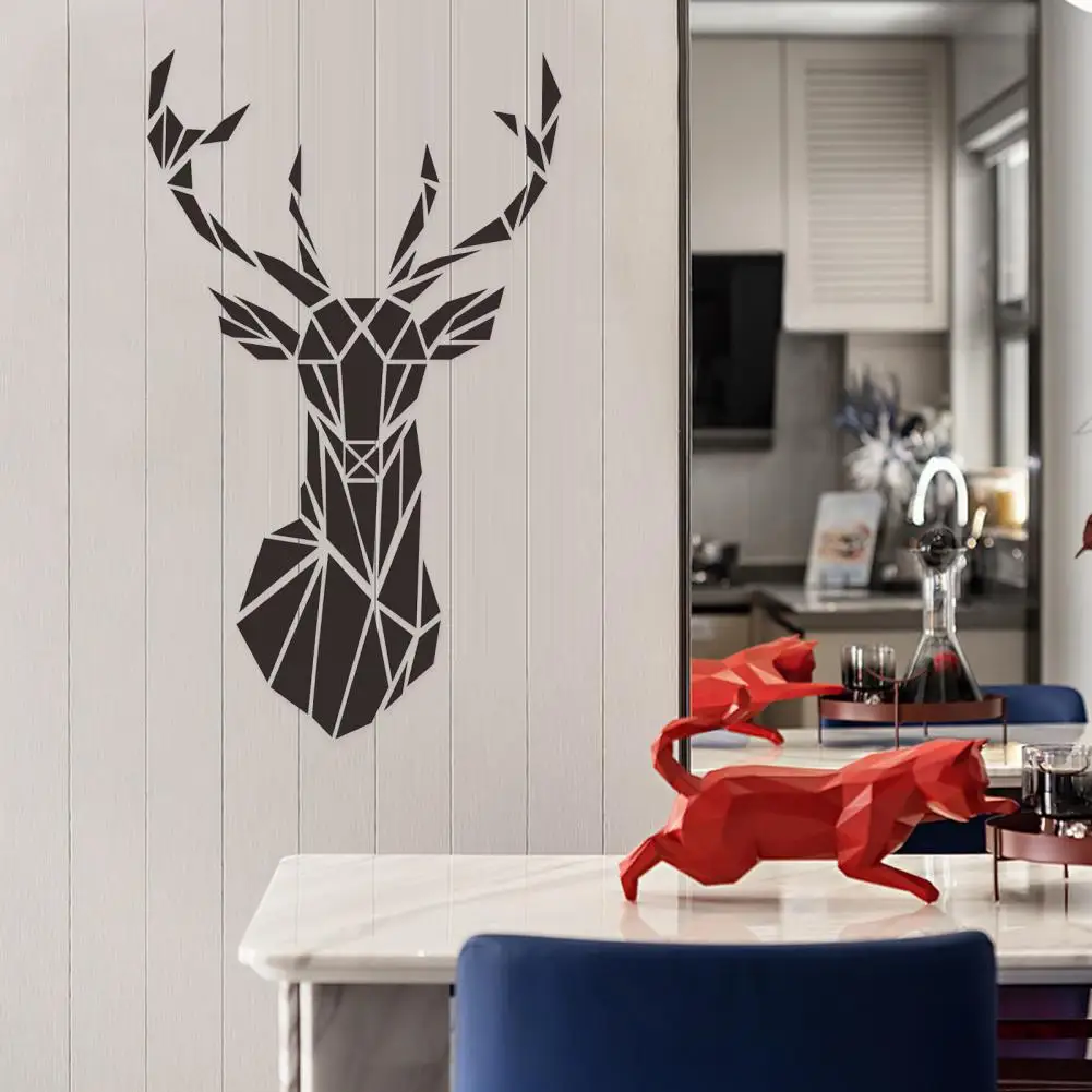 

1 Set Mirror Wall Sticker Self Adhesive Strong Stickiness Removable Reflective Effect Smooth Surface Deer Head 3D Mirror Sticker