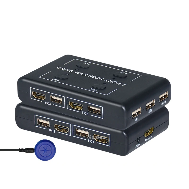 Квм-Консоль 4K HDMI, 4 порта USB, квм-Консоль HDMI, переключатель 4x1 4K 30 Гц, USB HDMI квм-консоль, переключатель для клавиатуры, мыши, принтера, ПК на ТВ-монитор