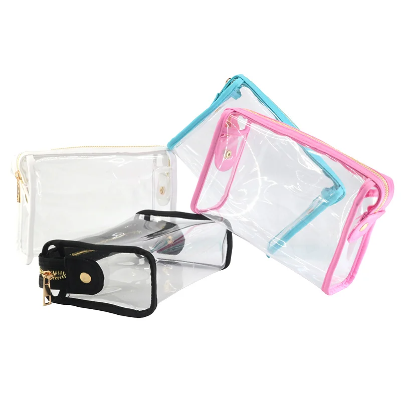 Waterproof Candy Color Portable Chenille Letter Patches Bag Clear Diy Transparent Travel Cosmetic Pouch Make Up Toiletry Bag