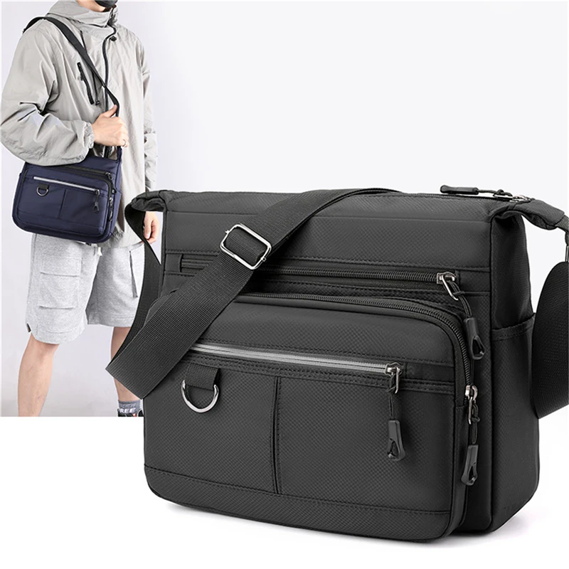 

Men's Nylon Shoulder Bag Business Commuting Light Leisure Men's Multi Pocket Messenger Bag Water Resistant Satchel Bags For Men