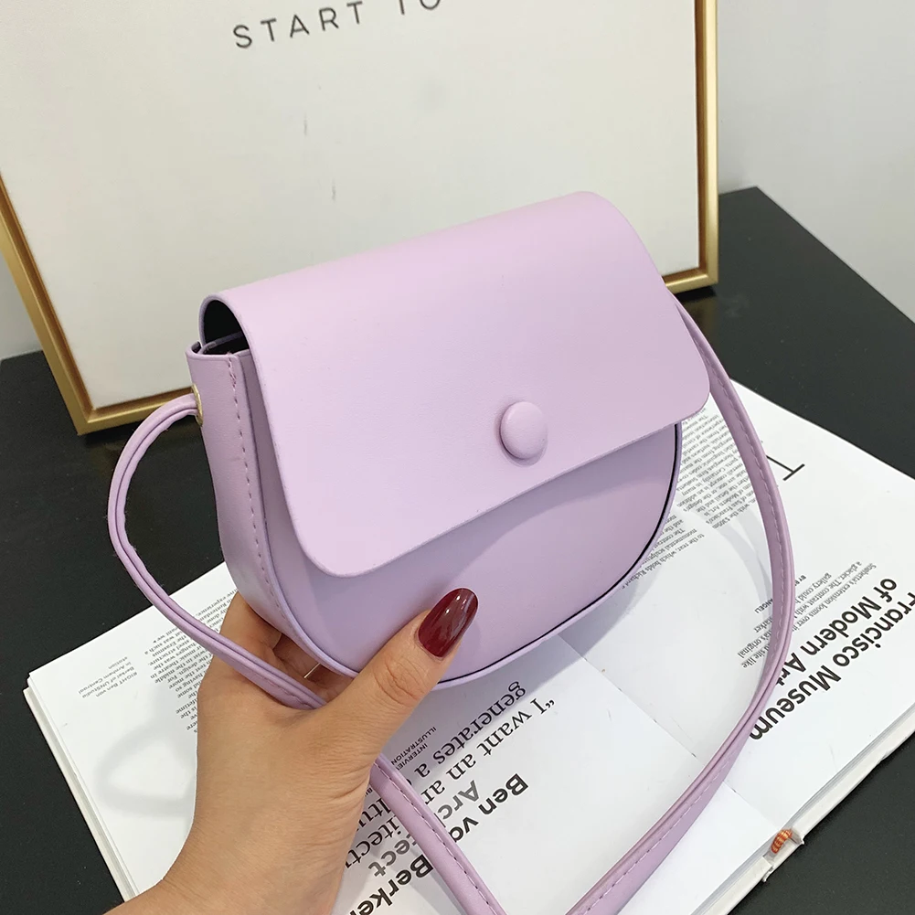 

Solid Color Simple Mini Saddle Bag PU Leather Crossbody Bags for Women 2022 Summer Fashion Sweet Shoulder Handbags