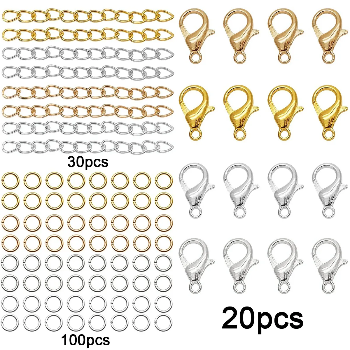 150 Шт. Позолоченные Крючки Для Прыжковых Колец Застежки Торцевые Заглушки Цепей