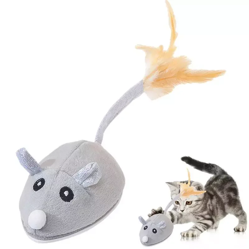 

Mouse Toy For Cats Moving Toy With Furry Tail Funny Electronic Plush Mouse Electronic Toys for CAT Kitten Pet
