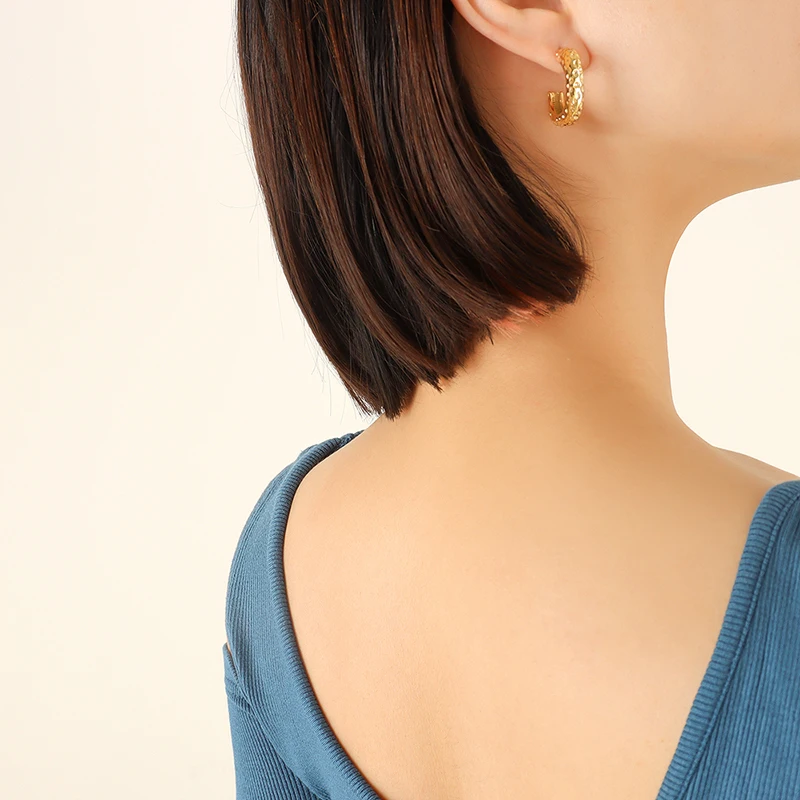 Женские серьги с-образной формы из нержавеющей стали