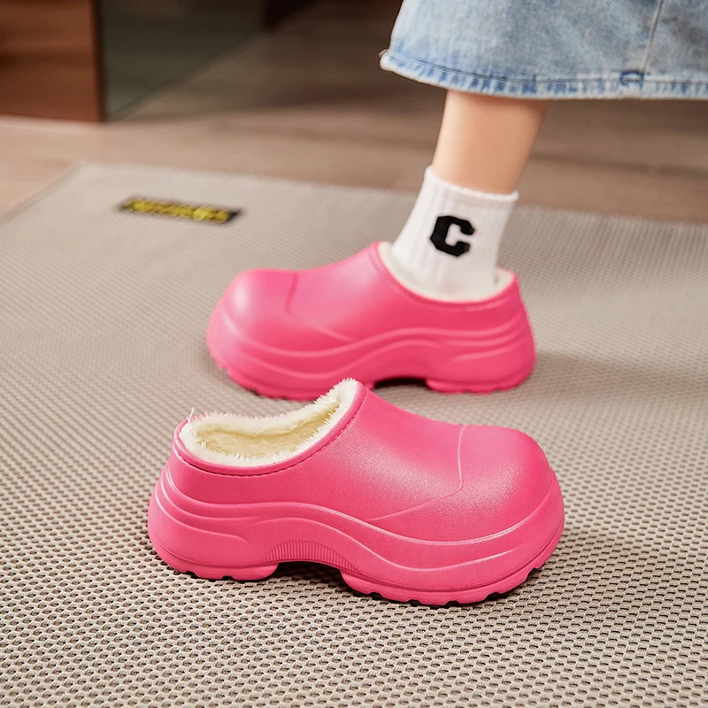 

Тапки женские зимние из ЭВА, плюшевые теплые хлопковые босоножки, толщиной 4 см, повседневные водонепроницаемые, для дома и улицы