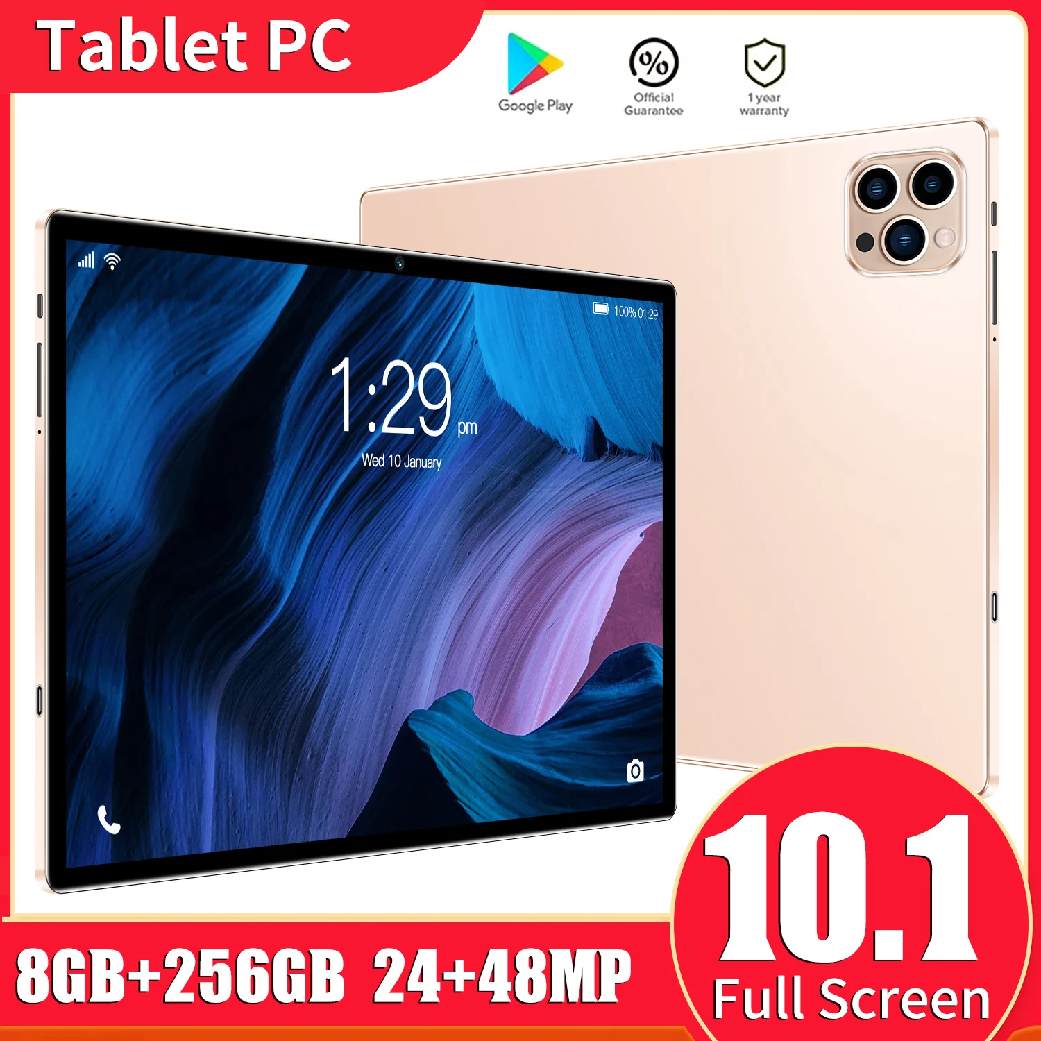 

New 10 inch Tablet Pc Android 12 Octa Core 4G Phone Call Tablets 8G+256G Google Market GPS WiFi FM Bluetooth 10.1 tab