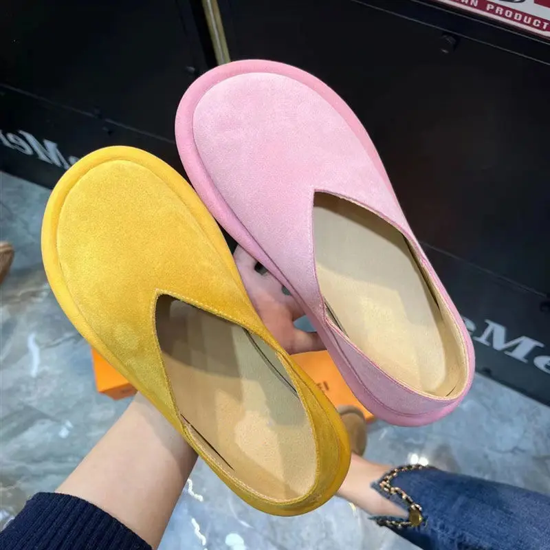 Big Toe Loafers Women's Fashionable Soft Bottom Soft Surface V Cut Slip-on Gommino Comfortable Ugly Cute Outer Wear