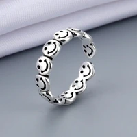 news vintage ancient happy smiling face open rings for women punk hip hop adjustable ring fashion jewelry best gift