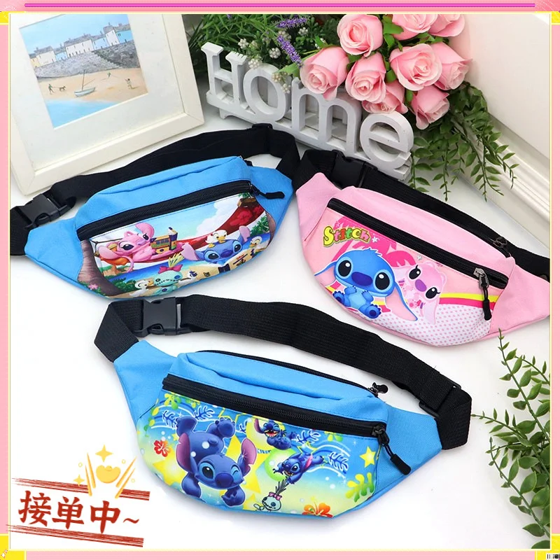 

Disney Children's Cartoon Stitch Canvas Messenger Bag Shoulder Bag Three Pocket Fashion Messenger Bag Chest Bag Sports Waist Bag