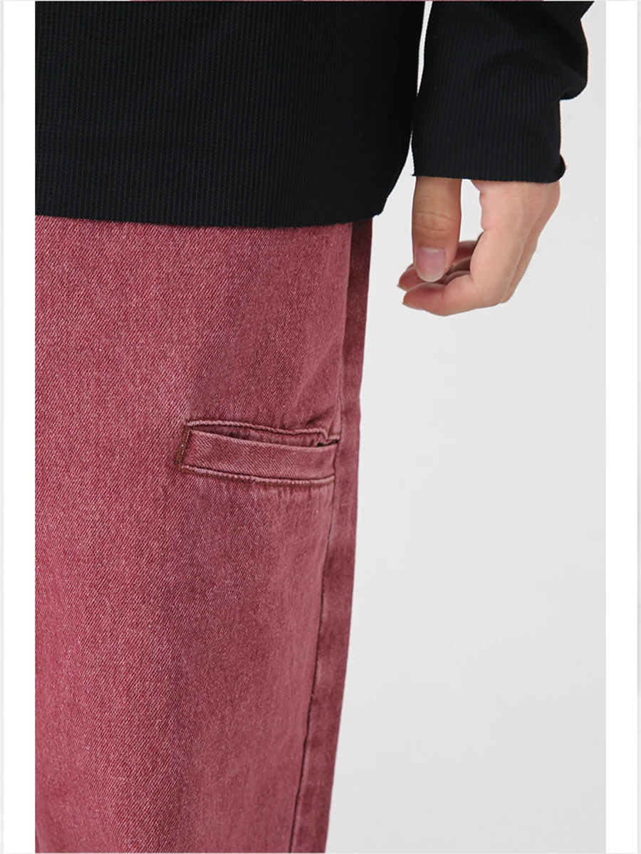 Four Seasons European and American Rumors Street Retro Trend Straight Jeans Men Loose Multi-bag Design Wide-leg Casual Trousers