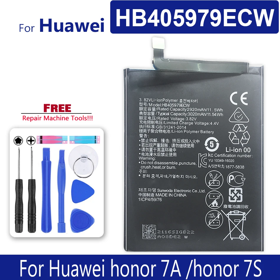 

Mobile Phone Battery HB405979ECW For Huawei honor 7A/honor 7S/honor7A/honor7S Tracking Number