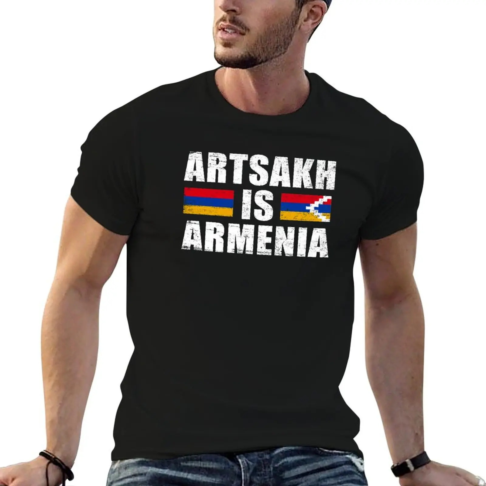 ARTSAKH — Армения - Арцахянка Strong Арцах Футболка с флагом черная эстетичная одежда