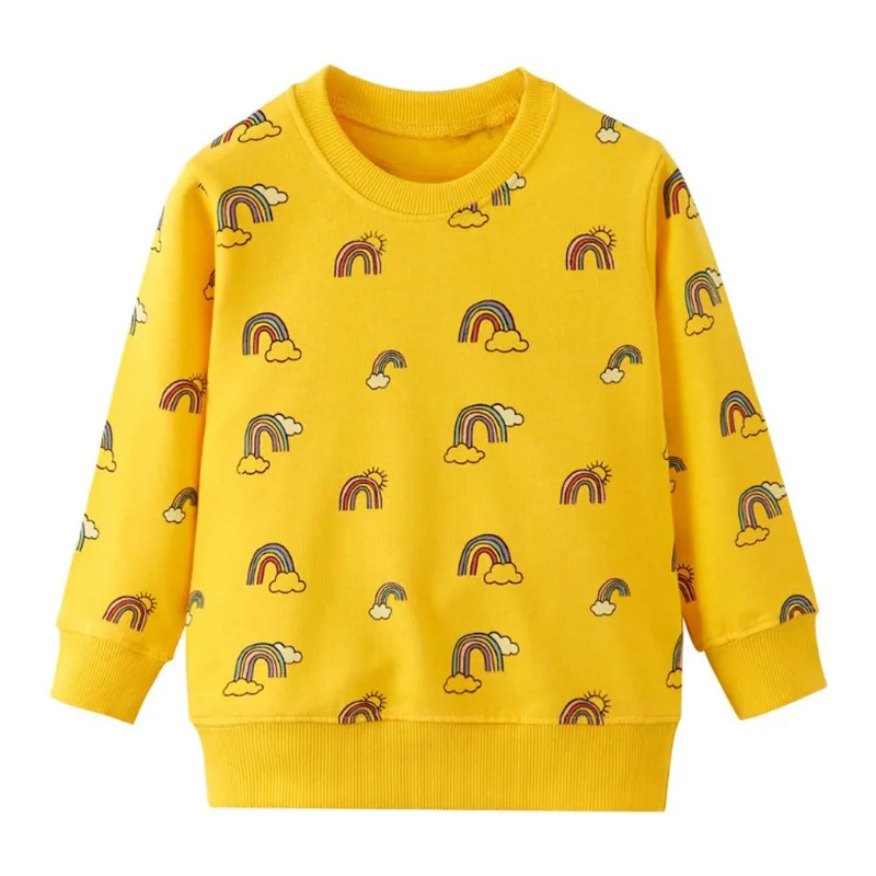 

Jumping Meters Girls Rainbow Sweatshirts Autumn Spring Kids Clothes Toddler Cotton Hoodies Baby Shirts Hooded Sport Wear