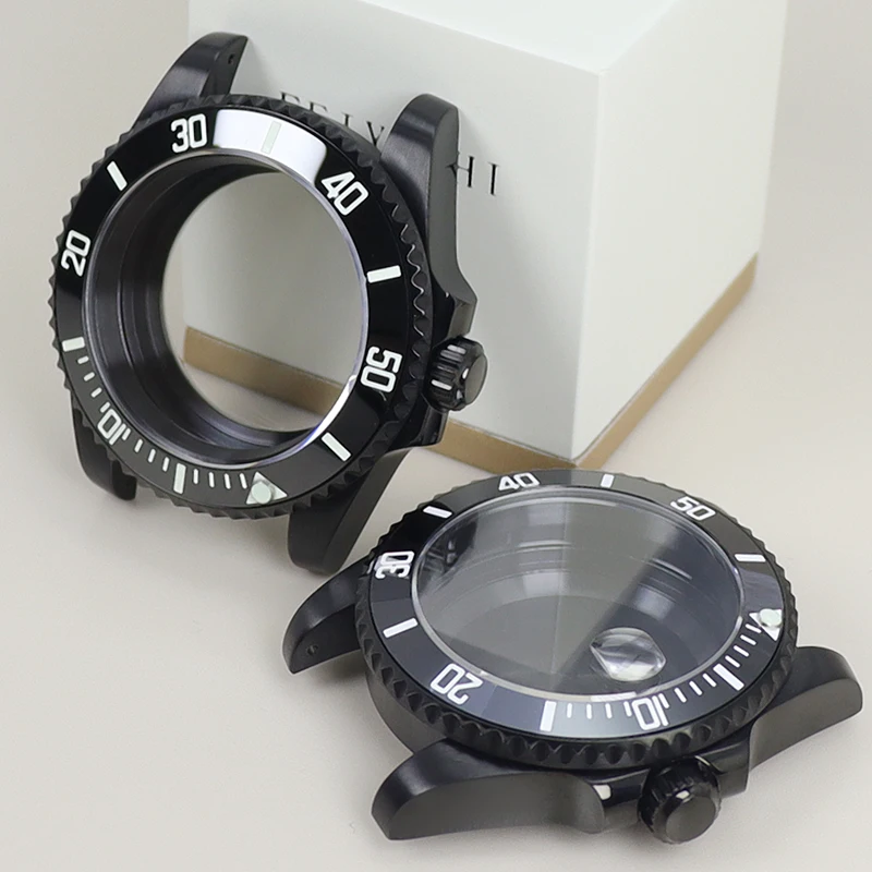 Фото Корпус для мужских часов 40 мм с сапфировым стеклом для механизмов Seiko NH35, NH36, NH34, NH70, Miyota 8215, ETA 2824, черный дизайн в стиле Yacht-Master. №4