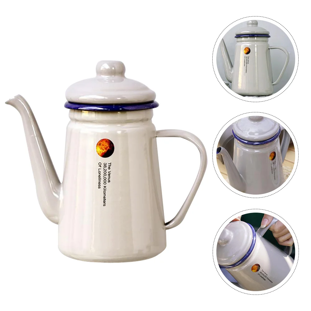 

Enamel Water Kettle Decorative Tea Pot Pour-Over Coffee Pot Oil Container