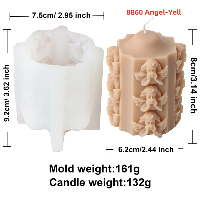 3D маленький ангел столб свеча силиконовая форма рельефный мультилицевой цилиндр