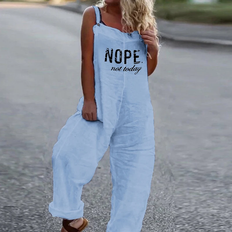 

Hawaii Beach Sleeveless Letter Printed Jumpsuits Women Casual Loose Strappy Baggy Playsuit Jumpsuit Fashion Dungarees Overalls