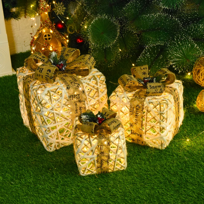 

Светодиодные украшения для рождественской елки, Рождественская Подарочная коробка с подсветкой, Рождественское украшение для дома, торгов...