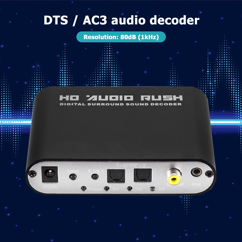 

Digital Audio Decoder 5.1 Channel Optical SPDIF/Coaxial Dolby AC3/DTS Converter Home HD Set Top Box Computer External Accessory