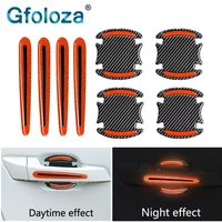 gfoloza 4pcs 3d reflective car sticker carbon fiber truck auto door bowl handle cover strips anti collision safety warning tape
