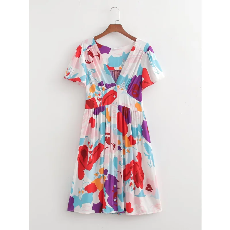 

2023 New Women's European and American Style Cotton Print Dress