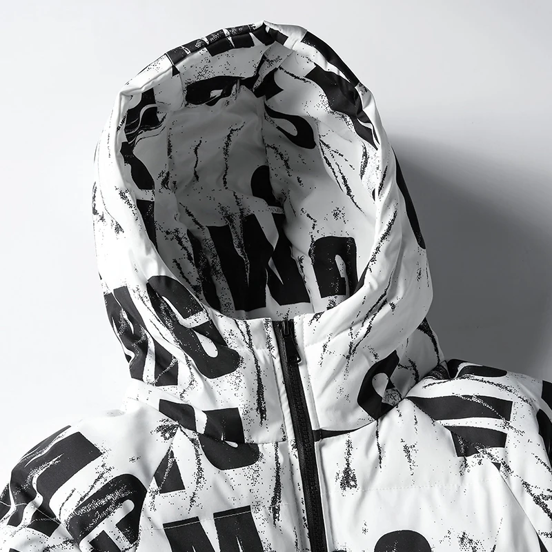 VARSANOL Winter Print Mens Parka Jacket Casual Zipper Hooded Man Coat Clothes Fashion Streetwear Oversize Letter Thick Jacket