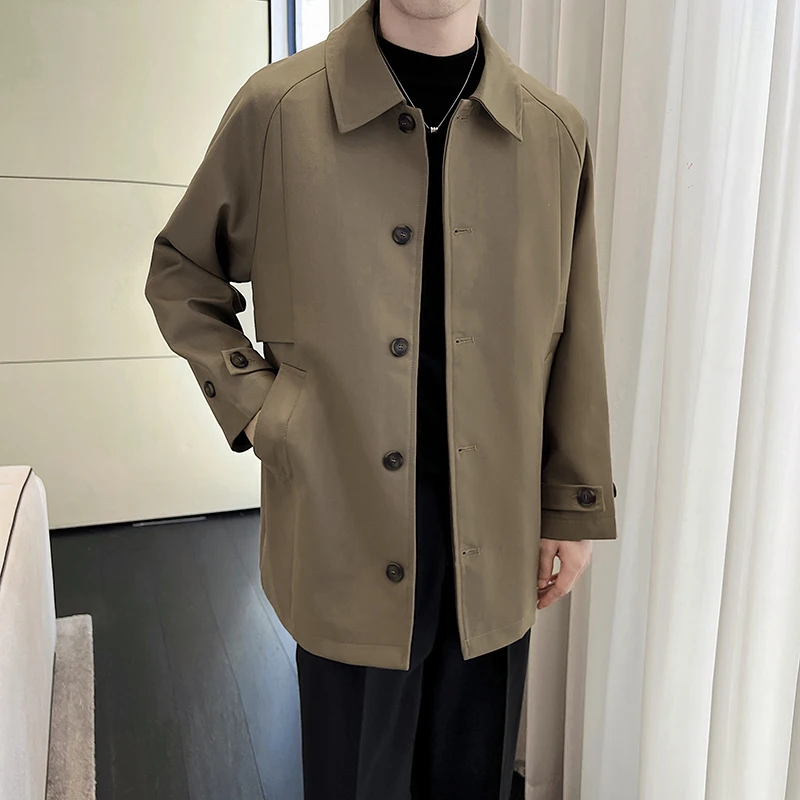 Тренч верхняя одежда мужской средней длины весна и осень 2024 новинка Pu Shuai High Sense