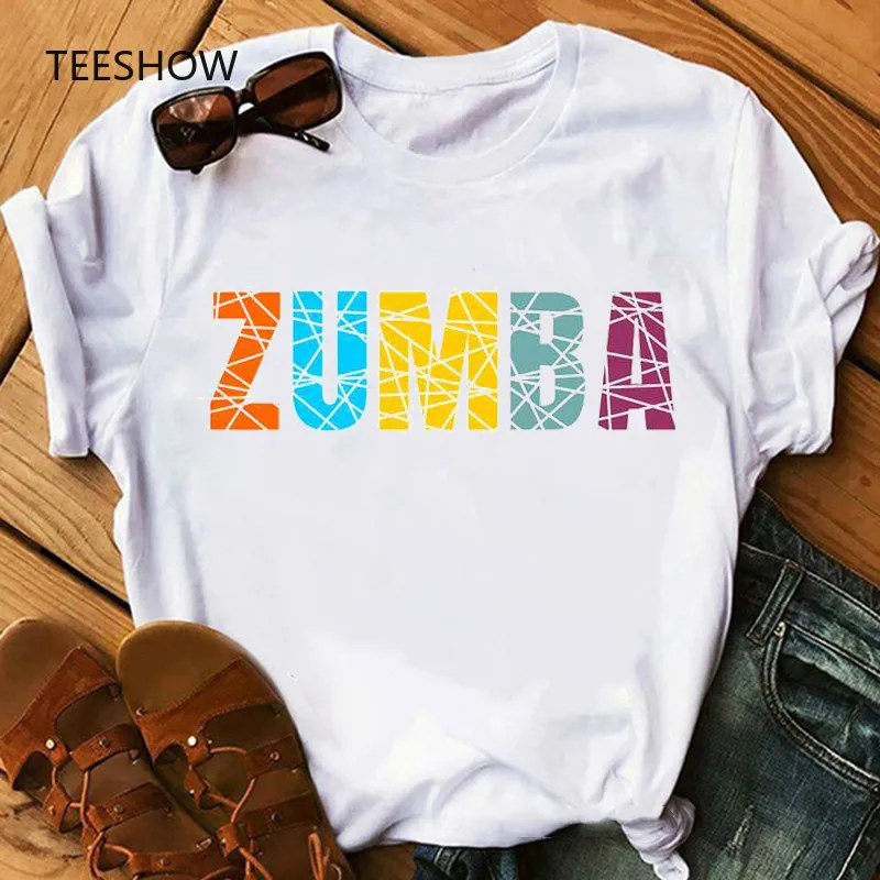 

Футболка Zumba для фитнеса, женская спортивная одежда для любителей танцев, гимнастики, футболка, женская рубашка в стиле хип-рок, летние топы, ...