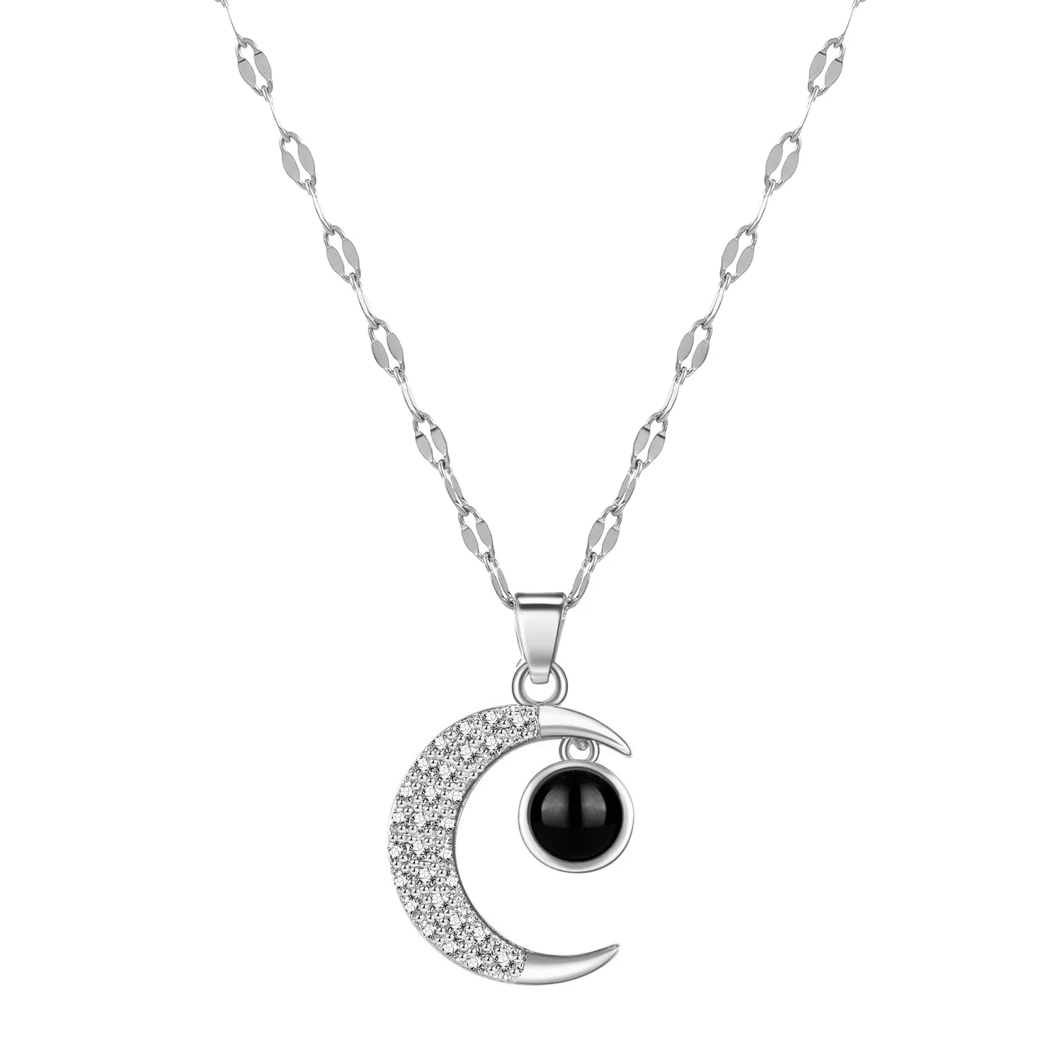 

Luxury Moon Pendant Necklace Lady Fashion Crescent Necklace Women New Simple Sparkle Zircon Jewelry Girl Classic Female Necklace