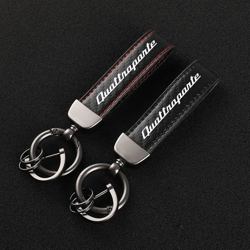 

High-Grade Car KeyChain Carbon Fiber Leather Car Key Rings Holder For Maserati Quattroporte Granturismo
