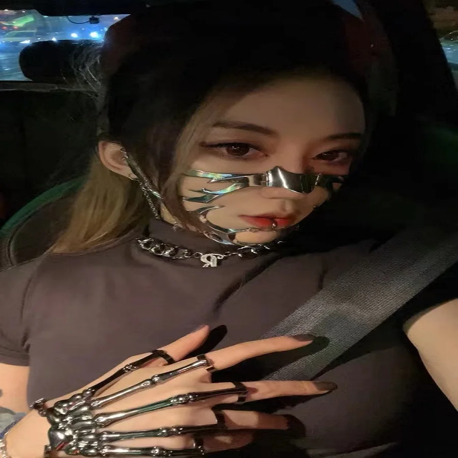 

2023 пикантная маска для ночного клуба на цепочке ювелирные изделия Custumes CyberPunk жидкие маски оптовый подарок