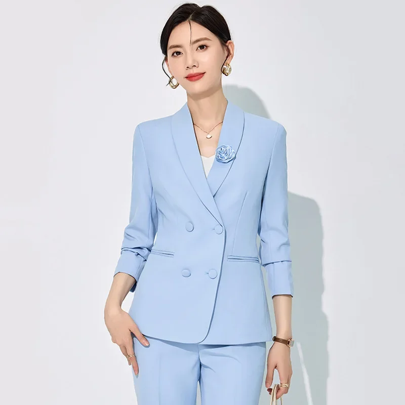 Синий профессиональный пиджак женская элегантная повседневная модная одежда в