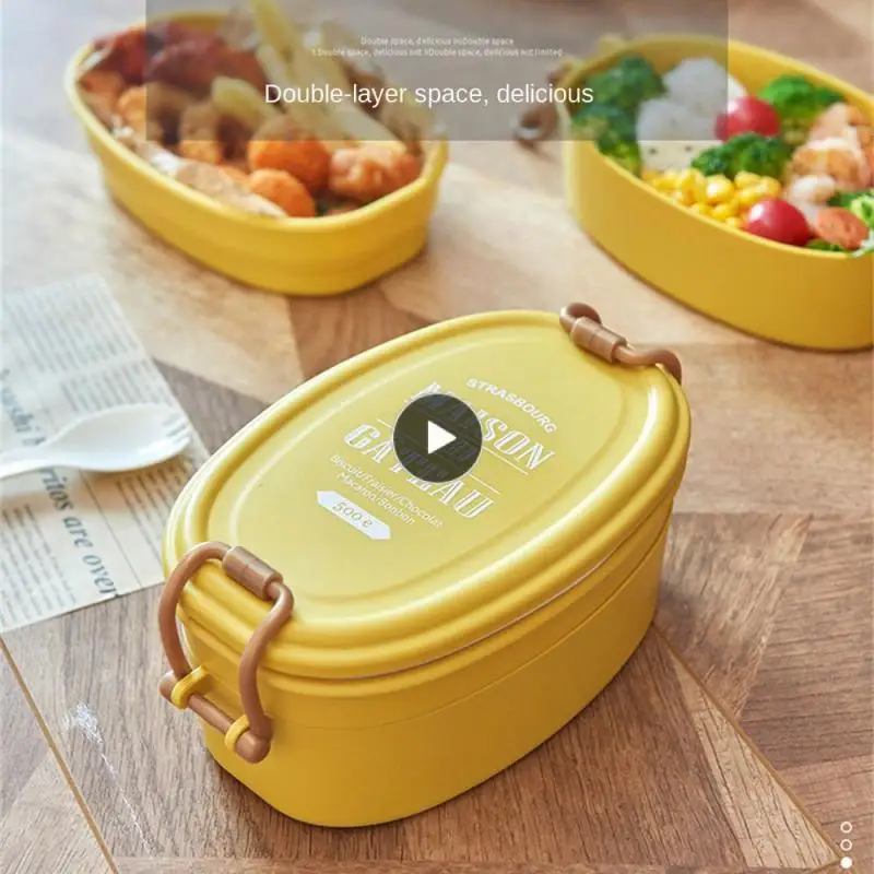 

Двухслойная дизайнерская коробка для здорового питания, коробка для закусок, простой стиль, коробка для фруктов, легко носить с собой, 800-1000 мл, простая японская