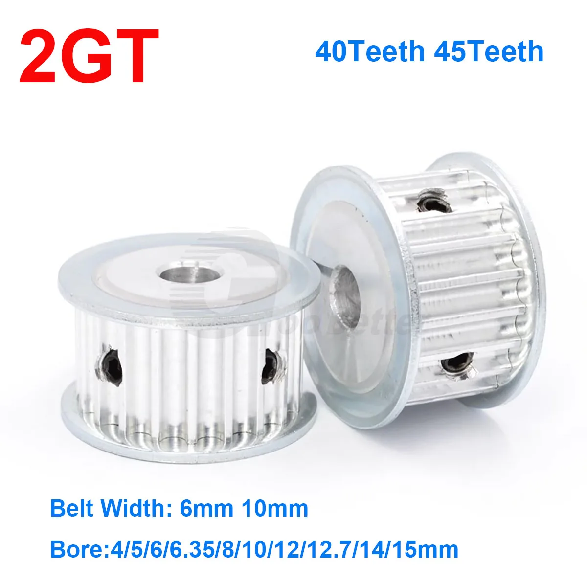 

2GT 40T 45T Timing Pulley Bore 4/5/6/6.35/8/10/12/12.7/14/15mm For GT2 Width 6mm 10mm Timing Belt 3D Printer CNC Parts