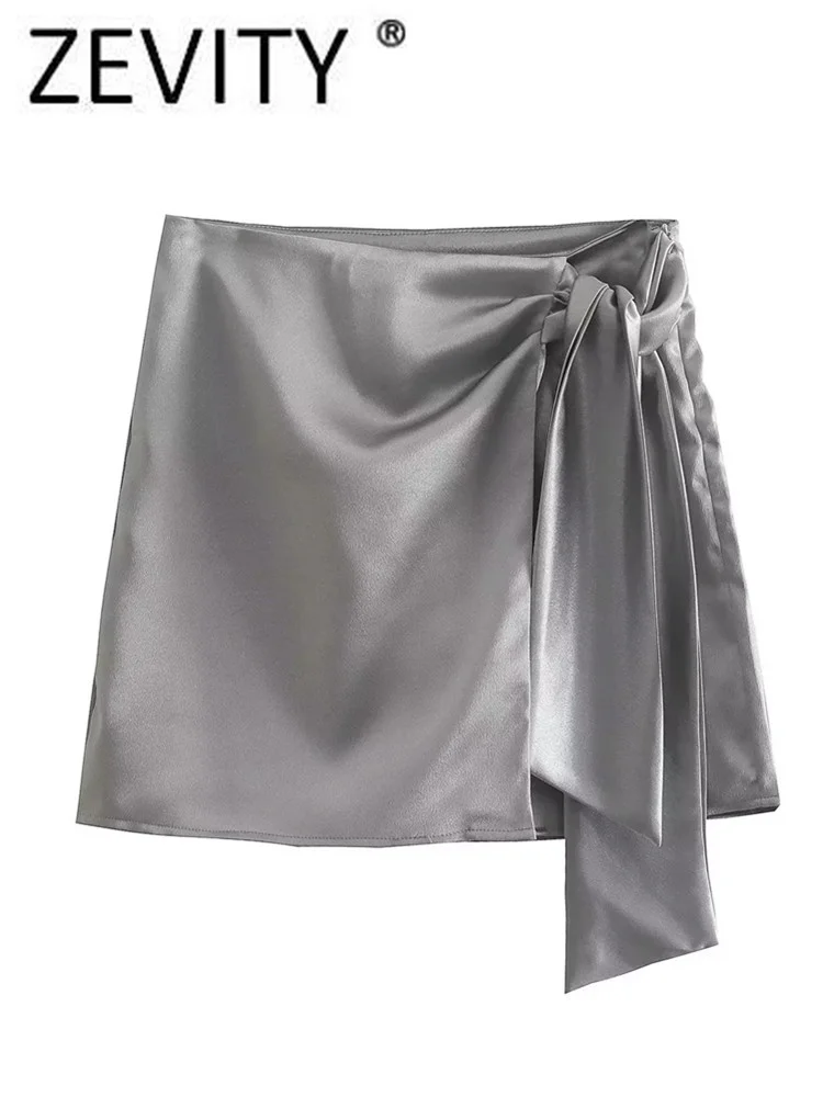 

ZEVITY New Women Fashion Side Pleat Knotted Design Casual Shorts Skirts Lady Zipper Fly Hot Shorts Chic Pantalone Cortos QUN3168