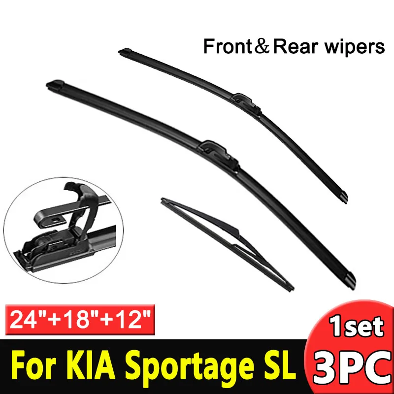 

Wiper Front & Rear Wiper Blades Set Kit For KIA Sportage SL 2010 - 2015 Windshield Windscreen Window Brushes 24"+18"+12"
