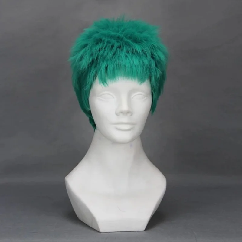Парики Roronoa Zoro ONE PIECE короткие зеленые пушистые синтетические волосы OP