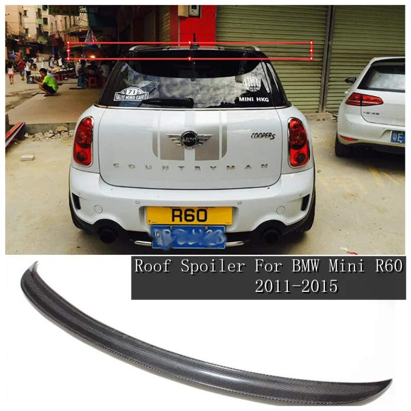 

Rear Carbon Fiber & ABS Primer Rear Trunk Lip Roof Spoiler Splitters Top Wing For BMW Mini R60 Countryman Coopers 2011-2015