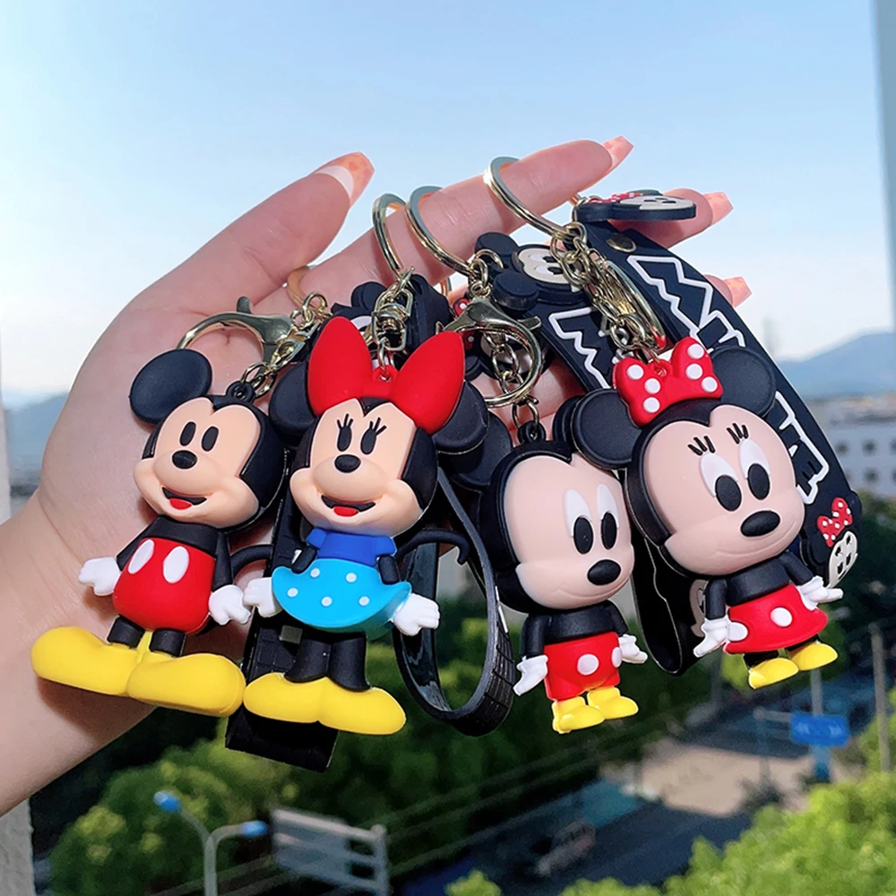 

Cartoon Anime Mickey Mouse Figurine Model Keychain Cute Mickey Minnie PVC Pendant Keyring for Couples Backpack Ornament Gift