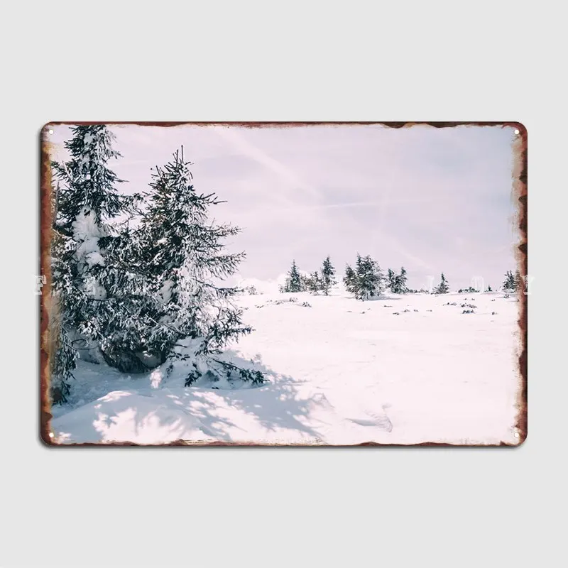 

Sunny Winter Landscape Poster Metal Plaque Custom Mural Wall Cave Wall Decor Tin Sign Poster