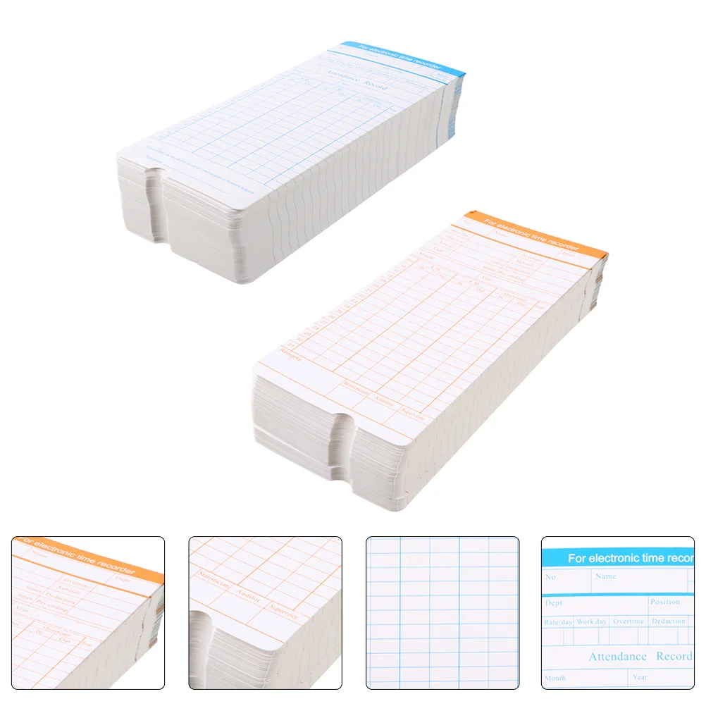 

200 Sheets English Attendance Card Employee Time Clock Recording Cards Check Warehouse Paper Jam Punching Office Timecards