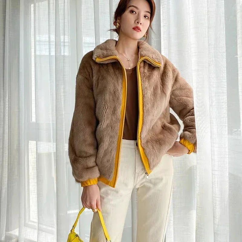 

2023 New Arrival Hot Sale Fashion Women Winter Thick Warm Real Mink Fur Vest Sleeveless Mink Fur Collar Zipper Waistcoat